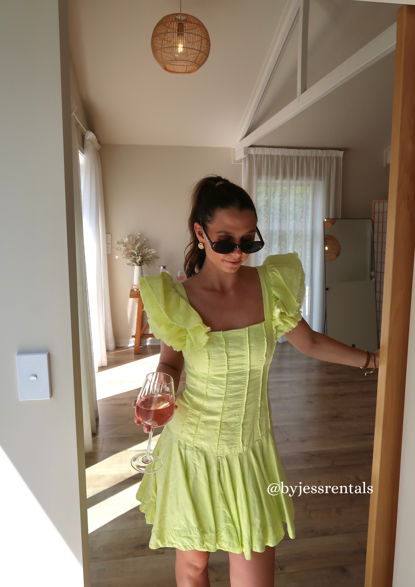 Aje - Breathless Frill Sleeve Mini Lime - 12