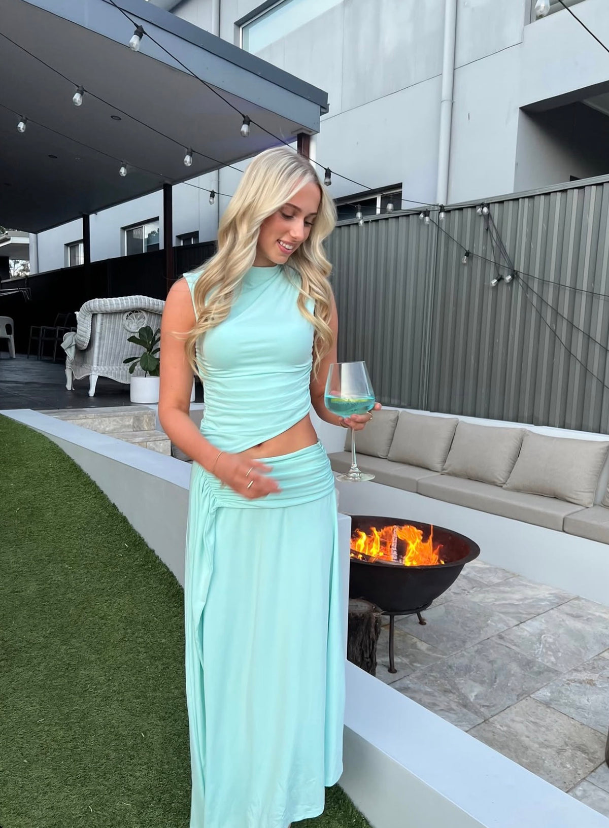 Breige Maxi Set - blue two-piece set for hire, size 10 (photo 2)