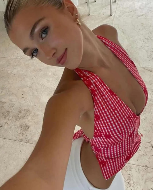 Loleia - Mary-Kate Halter Cherry Top - 8