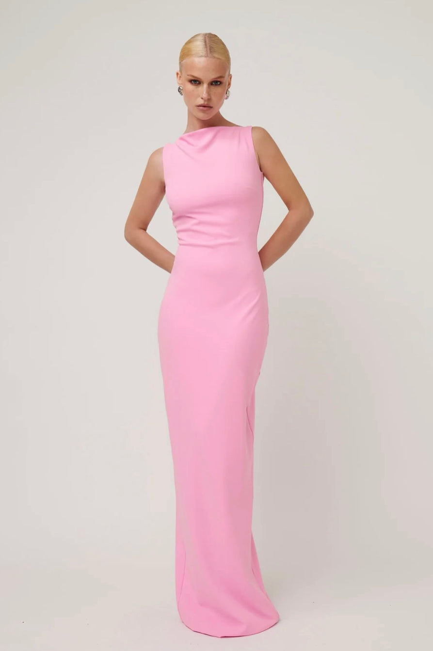 Verona Gown Maxi by Effie Katz - pink maxi dress for hire, size 8 (photo 4)