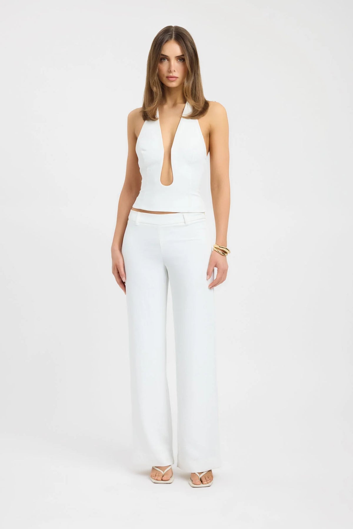 Oyster Low Cut Top by Kookai - white top for hire, size 8 (photo 3)