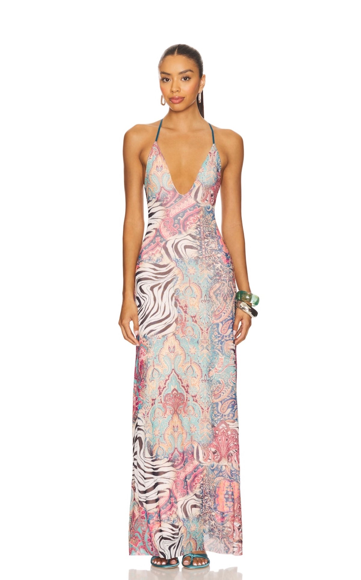 Romy Maxi by AFRM - print maxi dress for hire, size 8